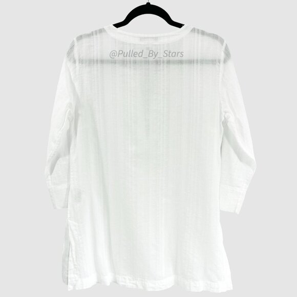 THE GANT COLLECTION White Cotton 3/4-Sleeve V-Neck Pullover Tunic US Size 10 - Picture 5 of 8